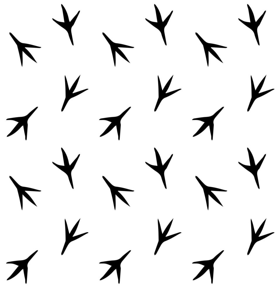 Vector seamless pattern of bird foot print steps