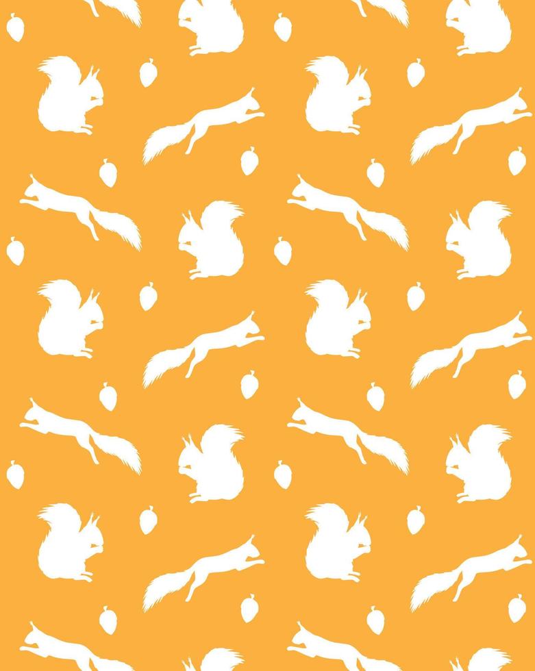 Seamless pattern of hand drawn squirrel silhouette vector
