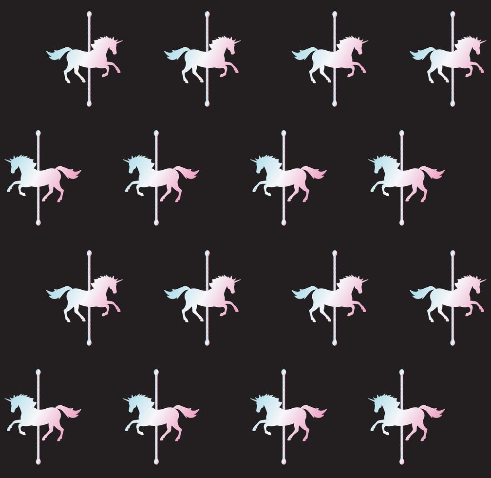 Seamless pattern of holographic unicorn carousel vector