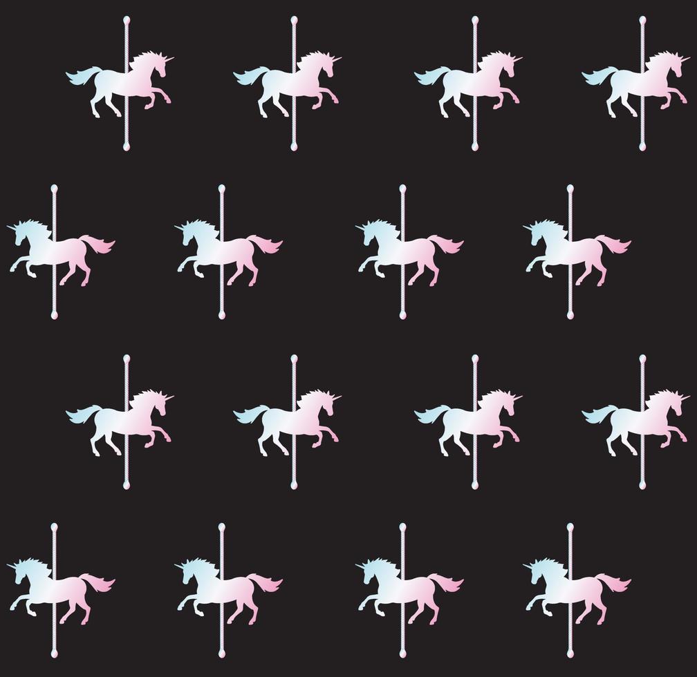 Seamless pattern of holographic unicorn carousel vector