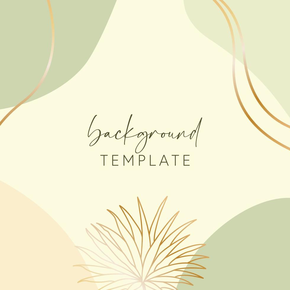 Abstract background vector template with geometric shapes and tropical leaf. Good for social media posts, mobile apps, banner designs, online promotions and adverts. Tropical vector background.