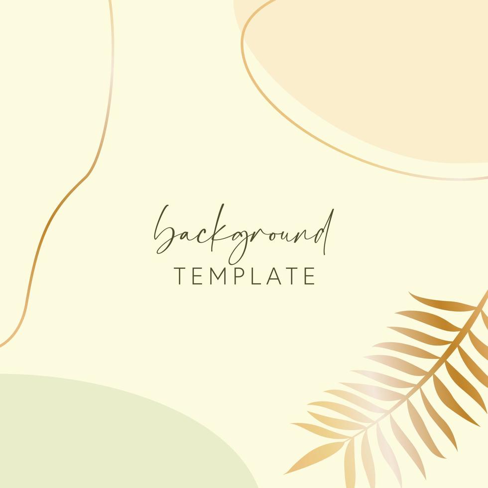 Abstract background vector template with geometric shapes and tropical leaves branch. Good for social media posts, mobile apps, banner designs, online promotions and adverts. Tropic vector background.