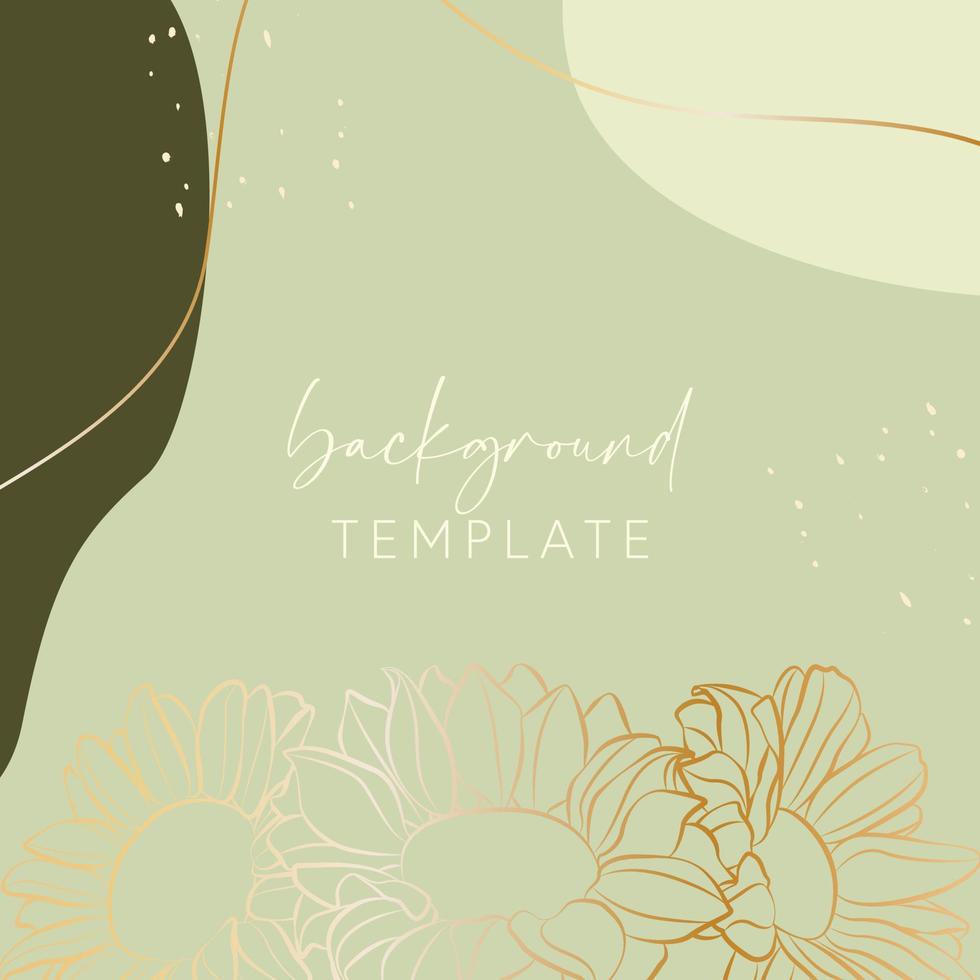 Abstract background vector template with geometric shapes and sunflowers. Good for social media posts, mobile apps, banner designs, online promotions and adverts. Floral  vector background.