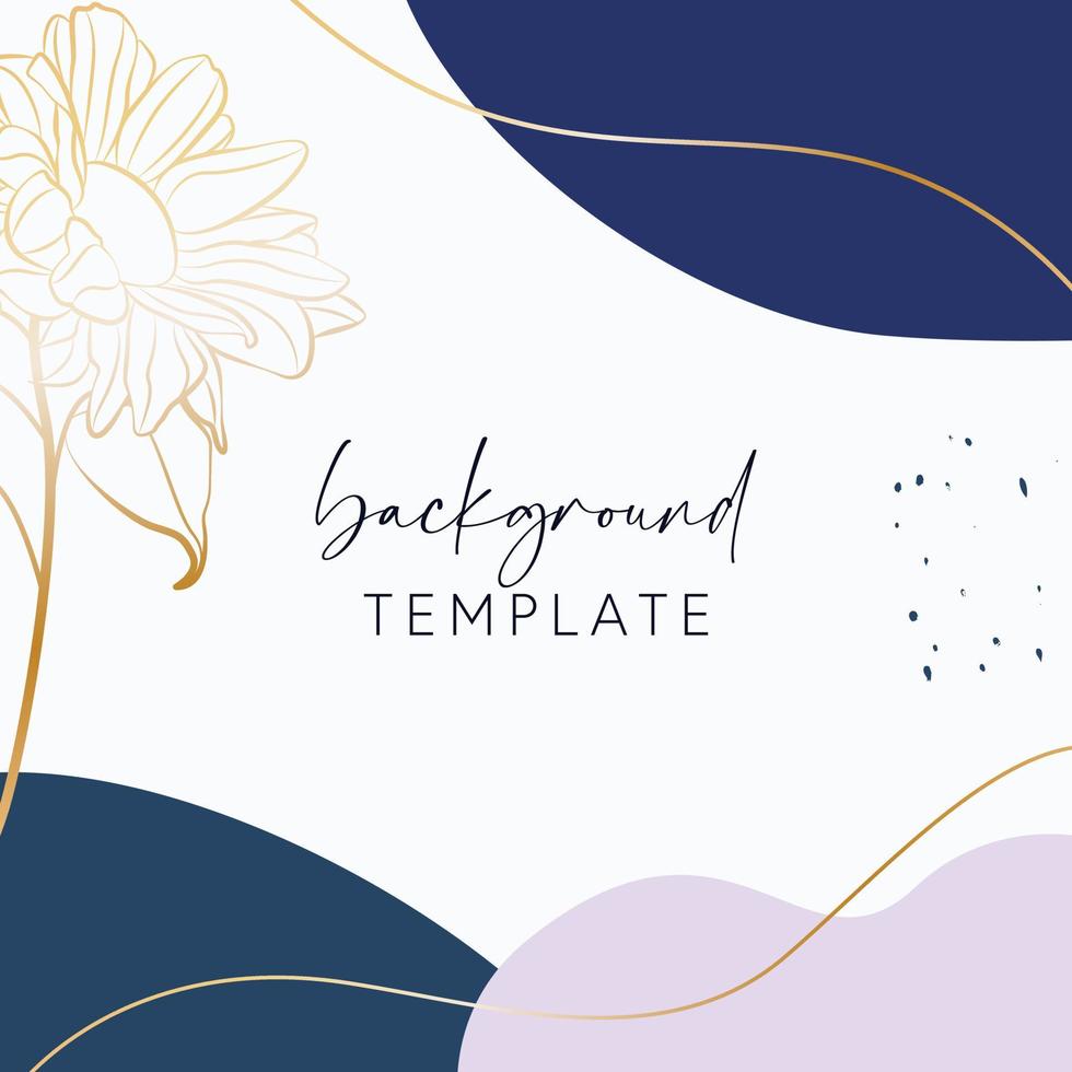 Abstract background vector template with geometric shapes and sunflowers. Good for social media posts, mobile apps, banner designs, online promotions and adverts. Floral  vector background.