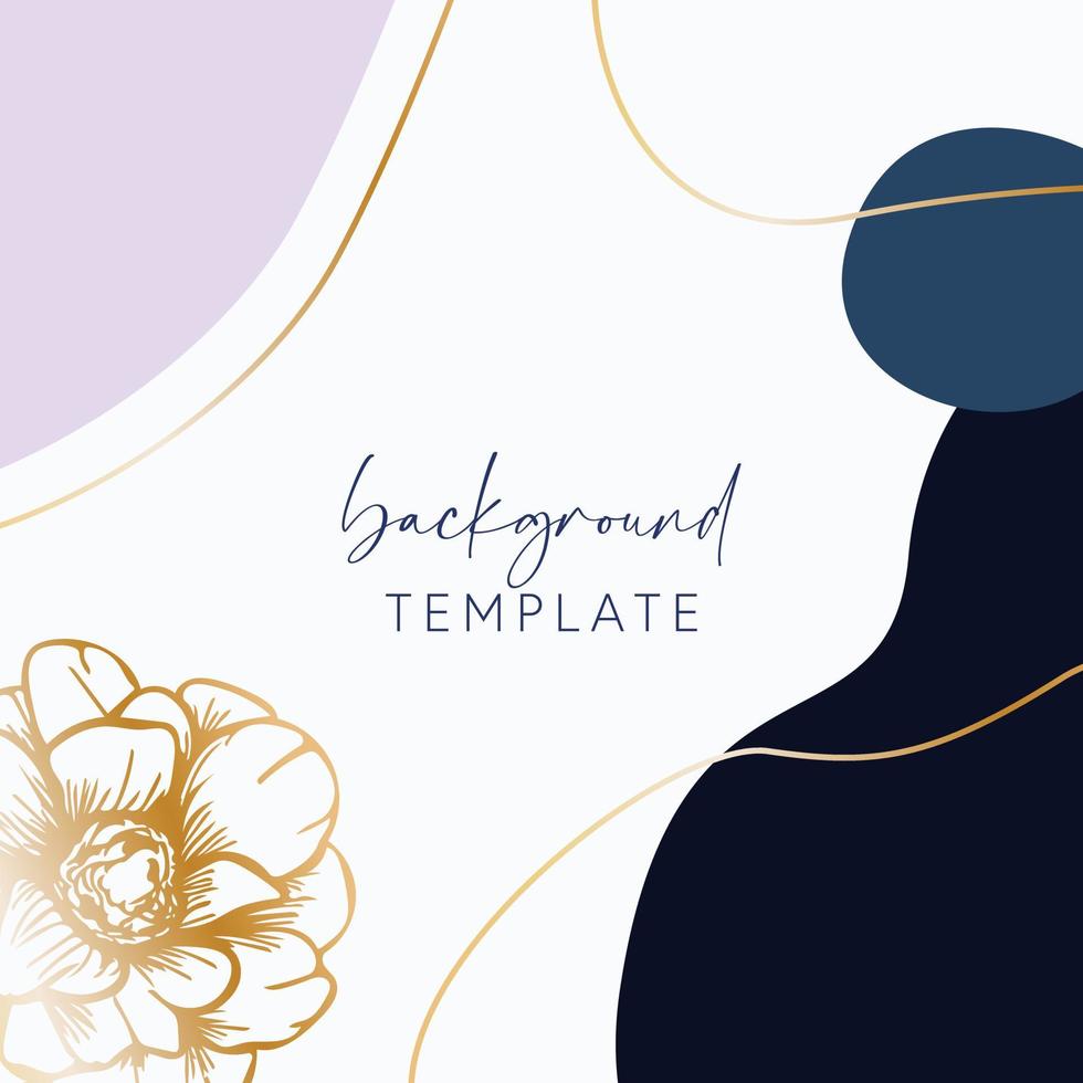 Abstract background vector template with geometric shapes and anemone flower. Good for social media posts, mobile apps, banner designs, online promotions and adverts. Floral vector background.