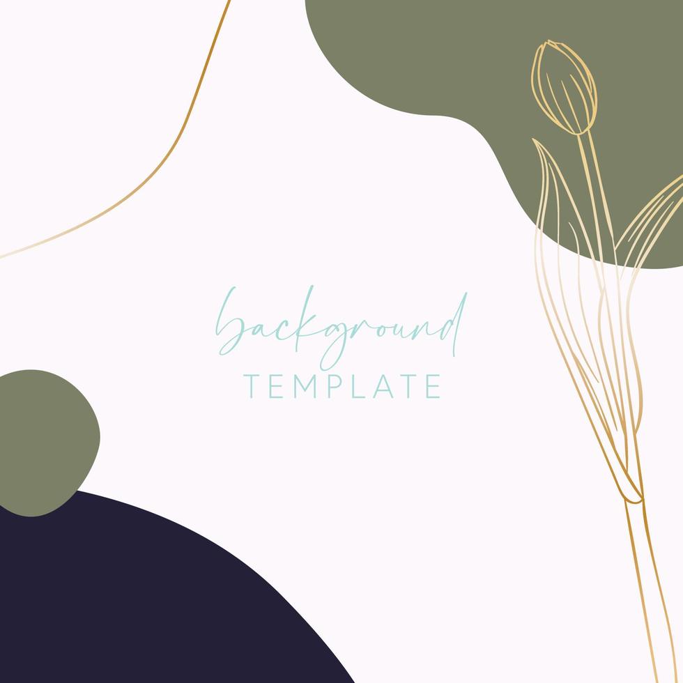 Abstract background vector template with geometric shapes and tulip flower. Good for social media posts, mobile apps, banner designs, online promotions and adverts. Floral vector background.