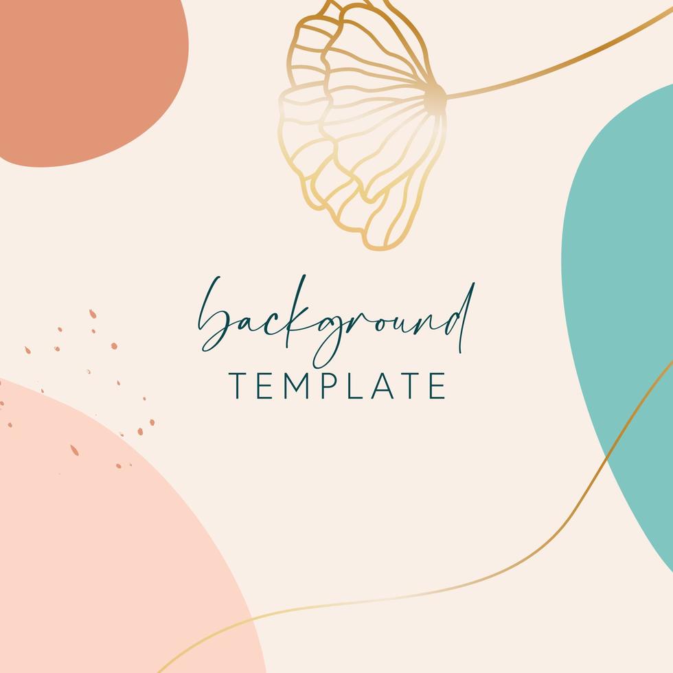 Abstract background vector template with geometric shapes and flower. Good for social media posts, mobile apps, banner designs, online promotions and adverts. Floral  vector background.