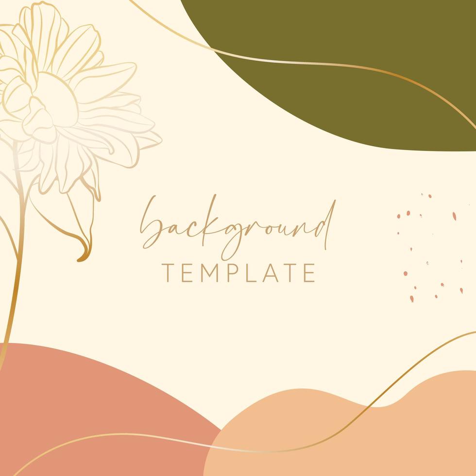 Abstract background vector template with geometric shapes and sunflowers. Good for social media posts, mobile apps, banner designs, online promotions and adverts. Floral  vector background.