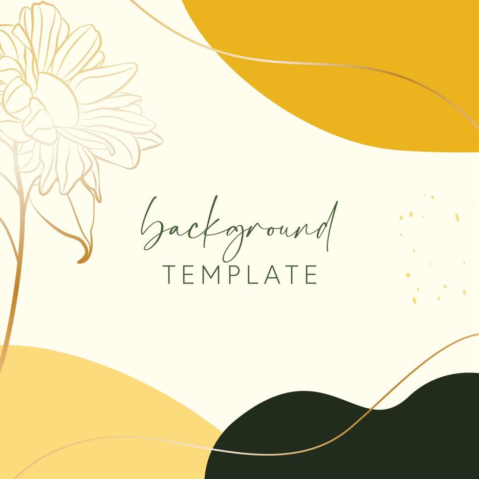 Abstract background vector template with geometric shapes and sunflowers. Good for social media posts, mobile apps, banner designs, online promotions and adverts. Floral  vector background.