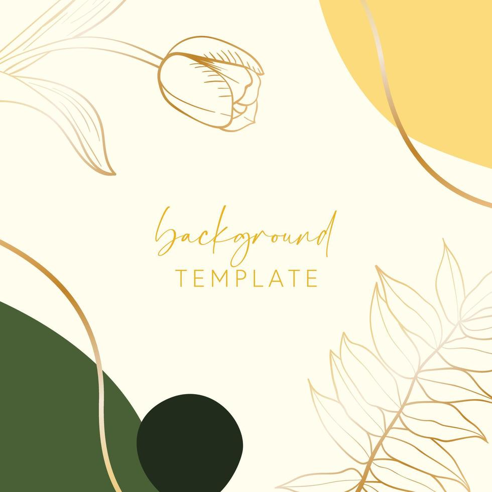 Abstract background vector template with geometric shapes and tulip flower and leaves. Good for social media posts, mobile apps, banner designs, online promotions and adverts. Flora vector background.