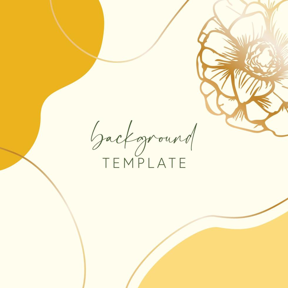 Abstract background vector template with geometric shapes and anemone flower. Good for social media posts, mobile apps, banner designs, online promotions and adverts. Floral vector background.