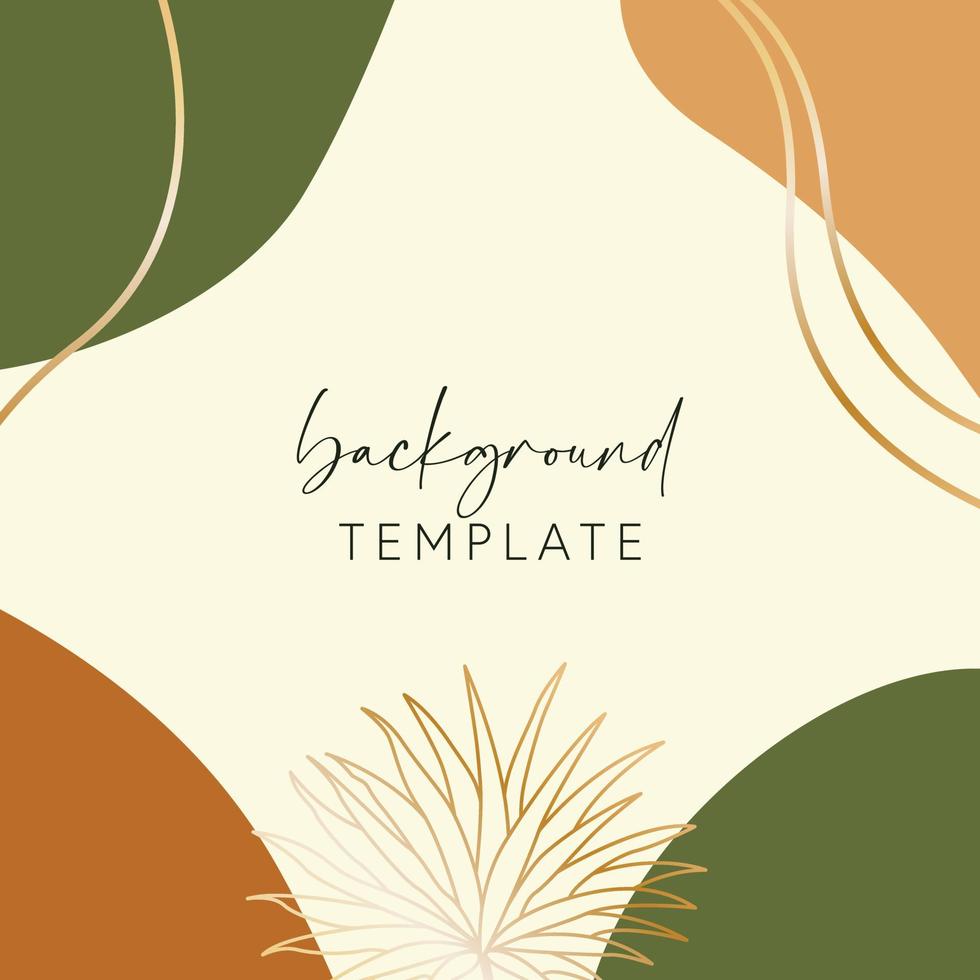 Abstract background vector template with geometric shapes and tropical leaf. Good for social media posts, mobile apps, banner designs, online promotions and adverts. Tropical vector background.