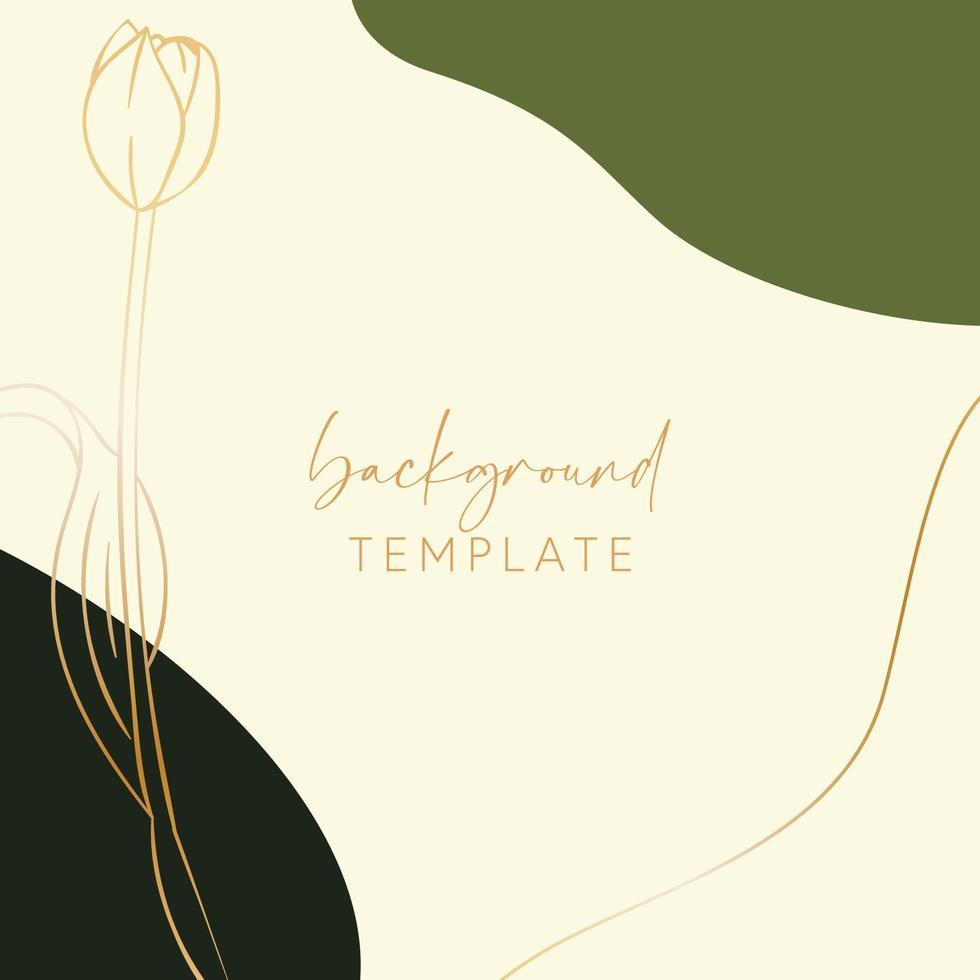 Abstract background vector template with geometric shapes and tulip flower. Good for social media posts, mobile apps, banner designs, online promotions and adverts. Floral vector background.