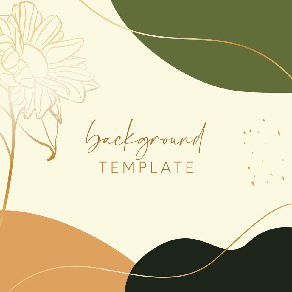 Abstract background vector template with geometric shapes and sunflowers. Good for social media posts, mobile apps, banner designs, online promotions and adverts. Floral  vector background.