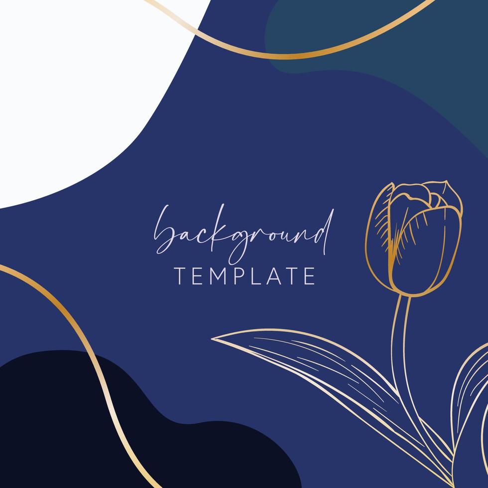 Abstract background vector template with geometric shapes and tulip flower. Good for social media posts, mobile apps, banner designs, online promotions and adverts. Floral vector background.