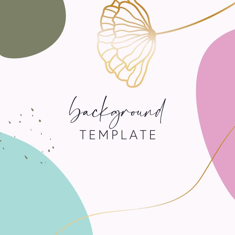 Abstract background vector template with geometric shapes and flower. Good for social media posts, mobile apps, banner designs, online promotions and adverts. Floral  vector background.