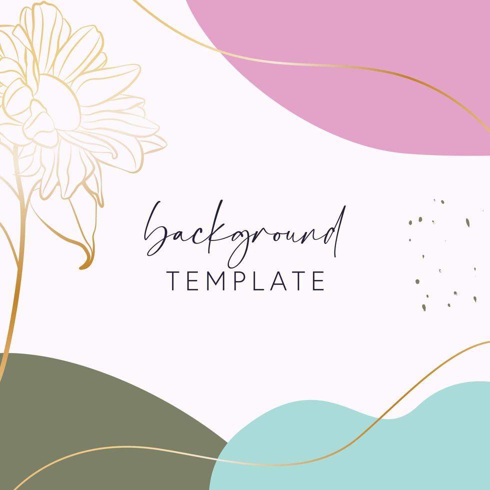 Abstract background vector template with geometric shapes and sunflowers. Good for social media posts, mobile apps, banner designs, online promotions and adverts. Floral  vector background.