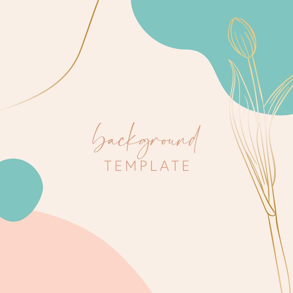 Abstract background vector template with geometric shapes and tulip flower. Good for social media posts, mobile apps, banner designs, online promotions and adverts. Floral vector background.