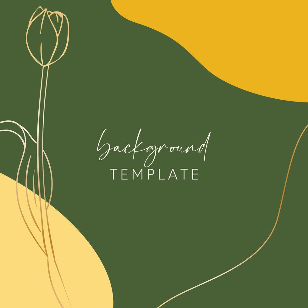 Abstract background vector template with geometric shapes and tulip flower. Good for social media posts, mobile apps, banner designs, online promotions and adverts. Floral vector background.