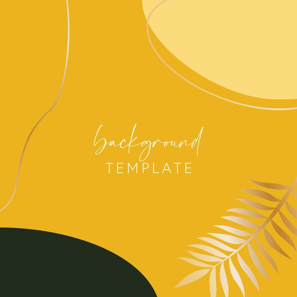 Abstract background vector template with geometric shapes and tropical leaves branch. Good for social media posts, mobile apps, banner designs, online promotions and adverts. Tropic vector background.