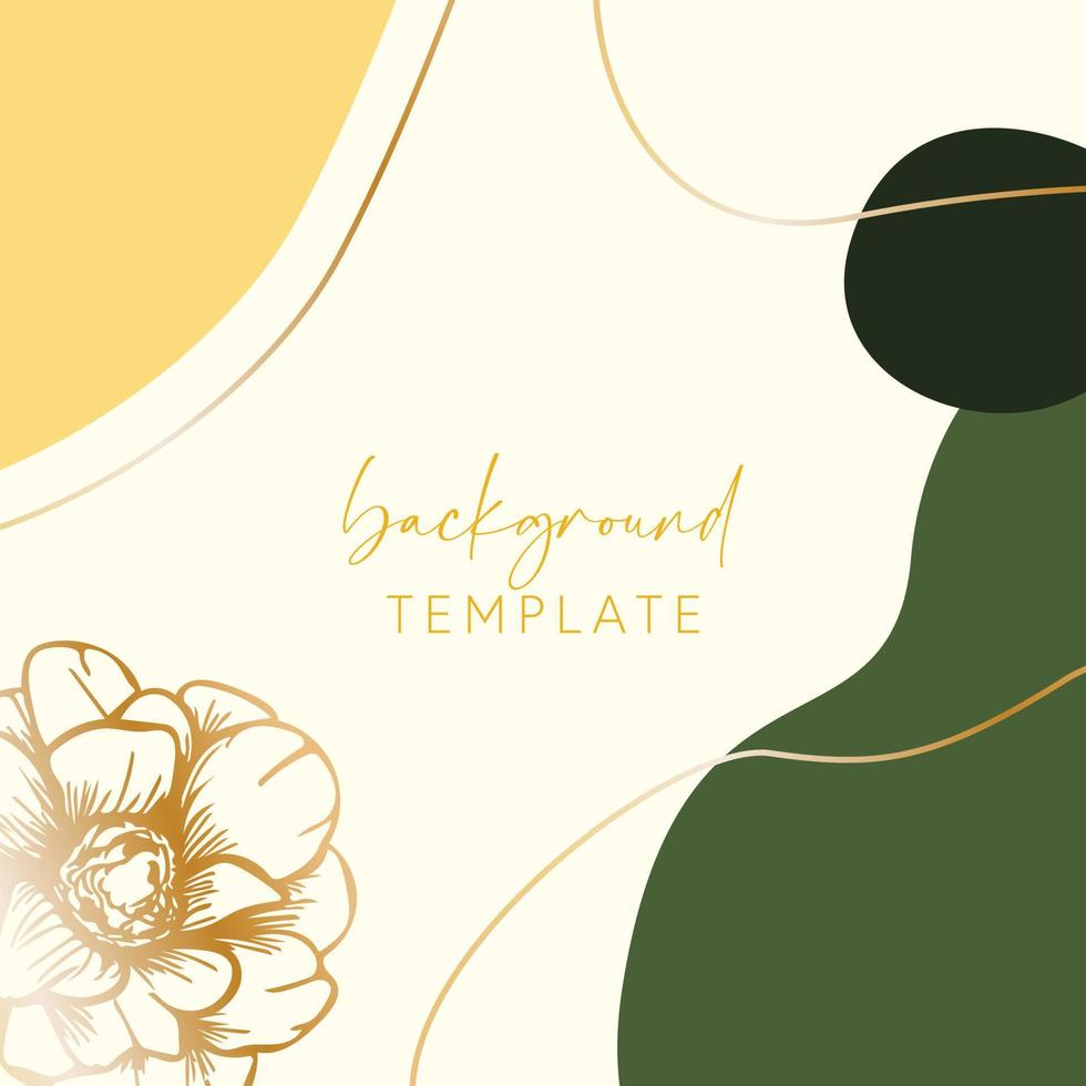 Abstract background vector template with geometric shapes and anemone flower. Good for social media posts, mobile apps, banner designs, online promotions and adverts. Floral vector background.