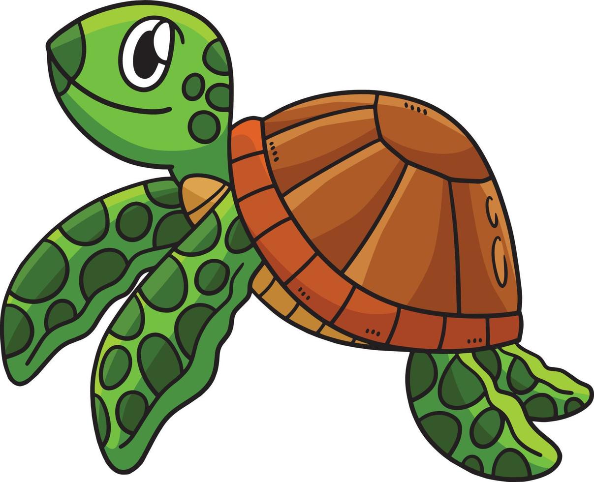 Turtle Cartoon Colored Clipart Illustration vector