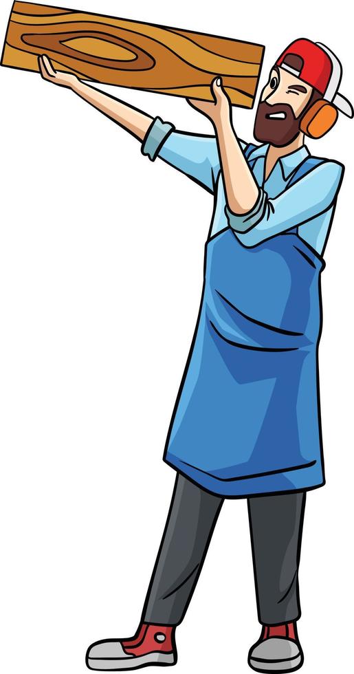 Carpenter Cartoon Colored Clipart Illustration vector