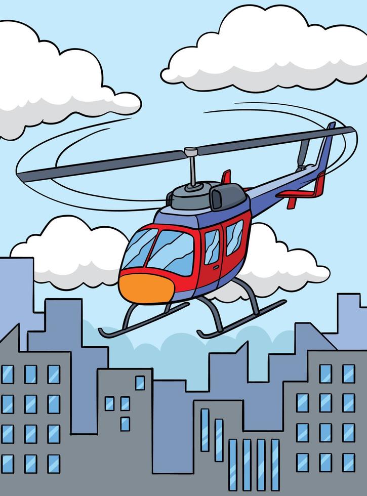 Helicopter Vehicle Colored Cartoon Illustration vector