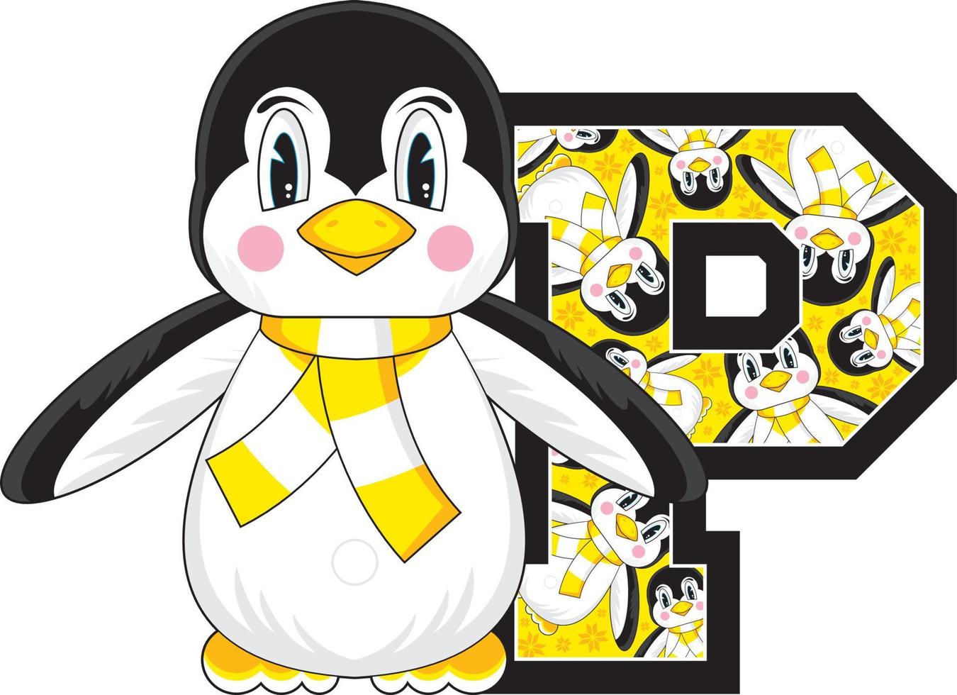 P is for Penguin Alphabet Learning Educational Illustration vector