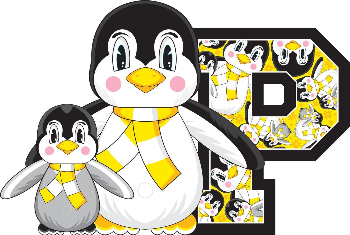 P is for Penguin Alphabet Learning Educational Illustration vector