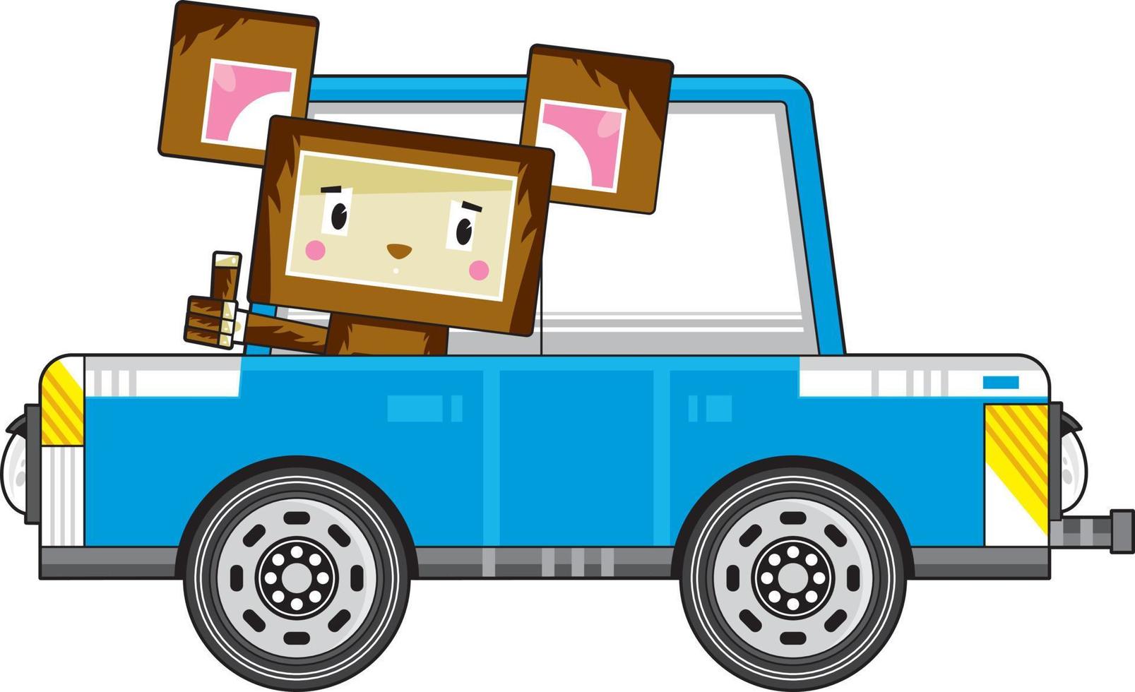 Cute Cartoon Brown Bear in Car Illustration vector