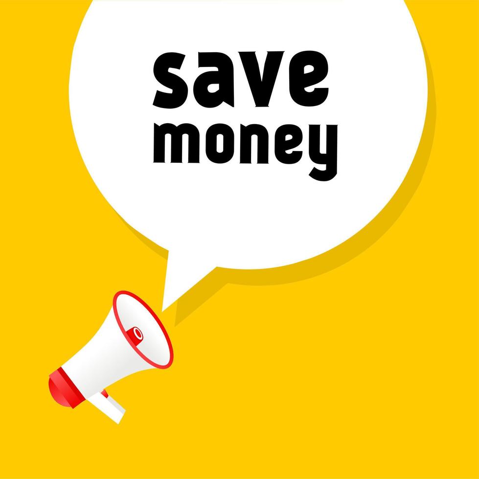 Save money banner. Speech bubble icon. Business concept. Vector design template.