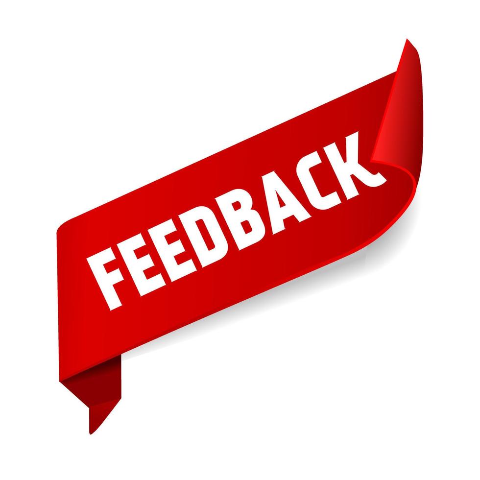 Feedback red ribbon icon design. Flat style vector template.