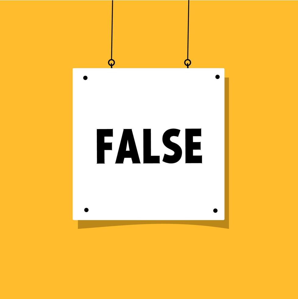 False hanging poster design. Flat style banner template. vector