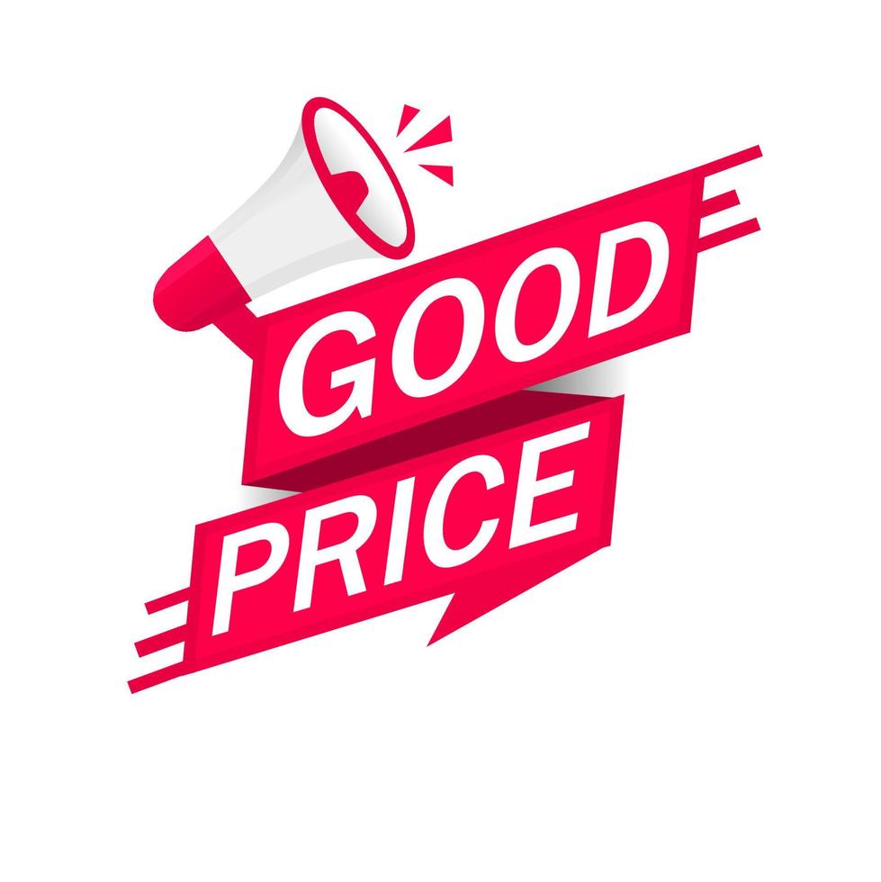 Good price banner with megaphone icon. Isolated design white background. Vector illustration