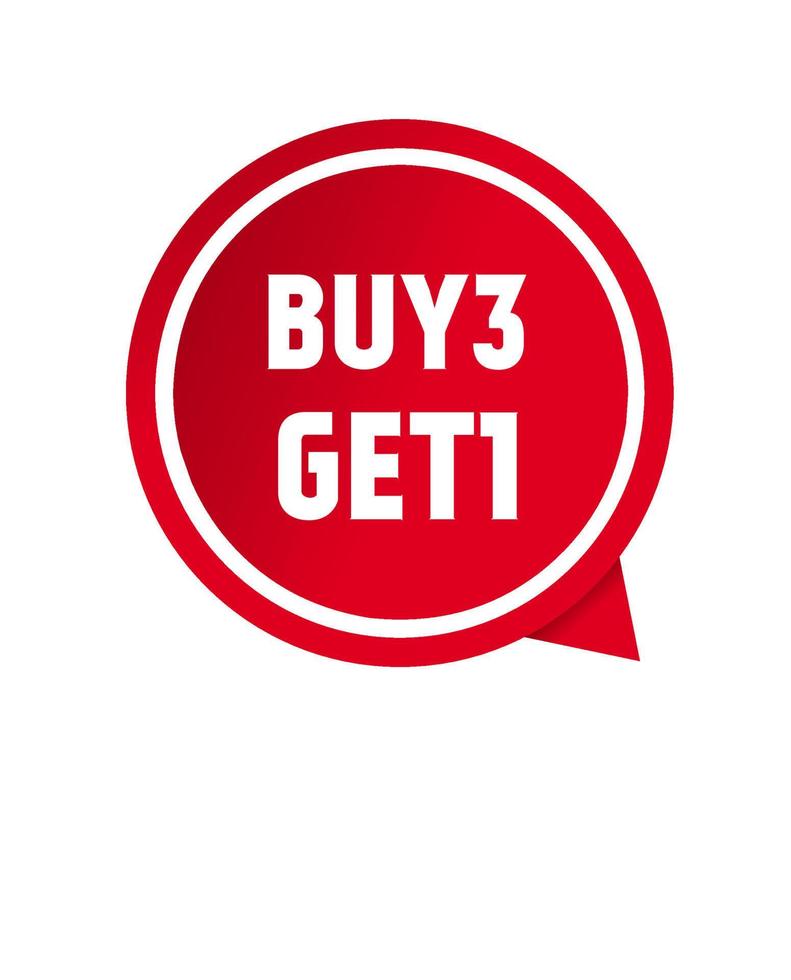 Buy 3 get 1 vector design. Speech bubble icon. Modern vector.