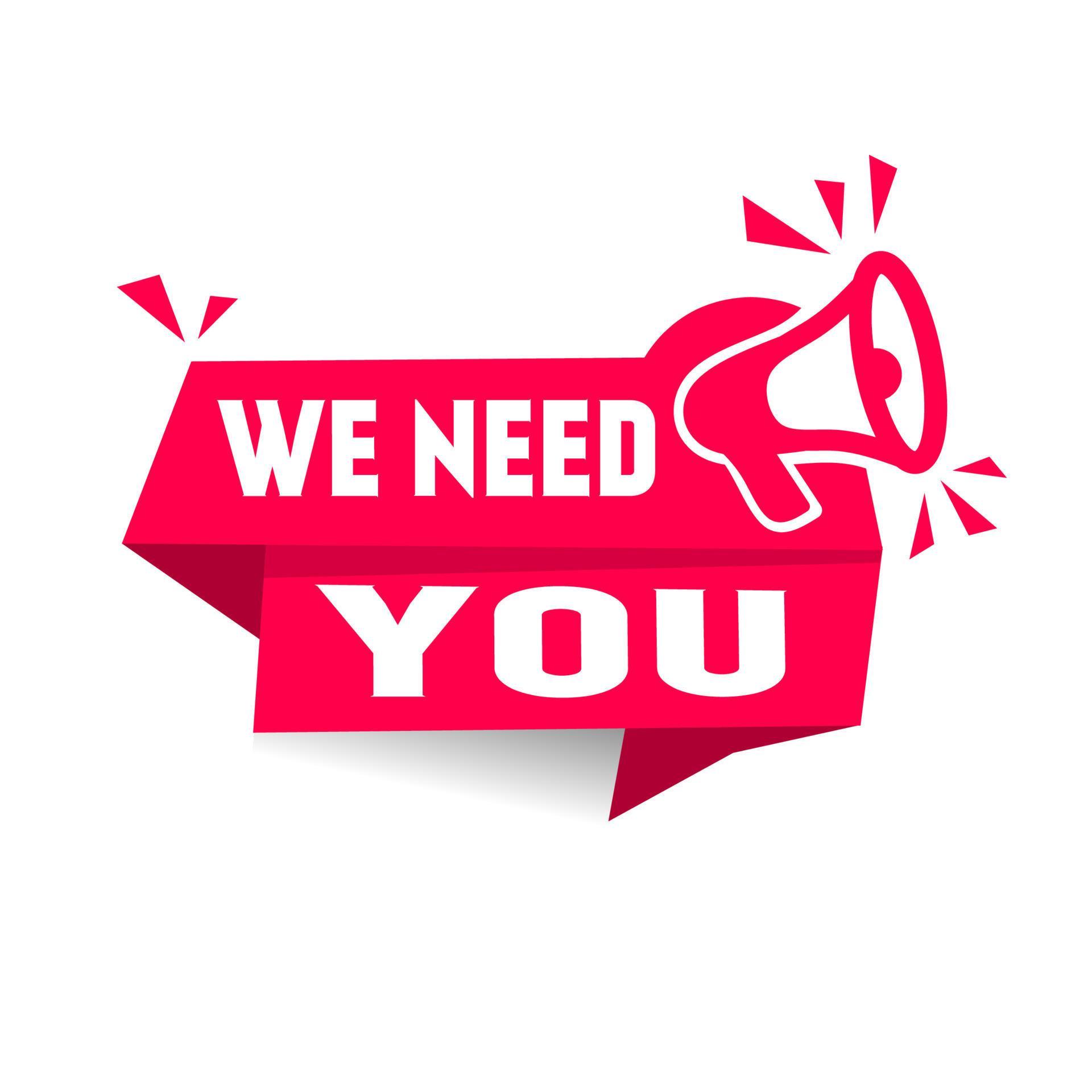 We need you concept design. Banner icon. Web element. Modern vector
