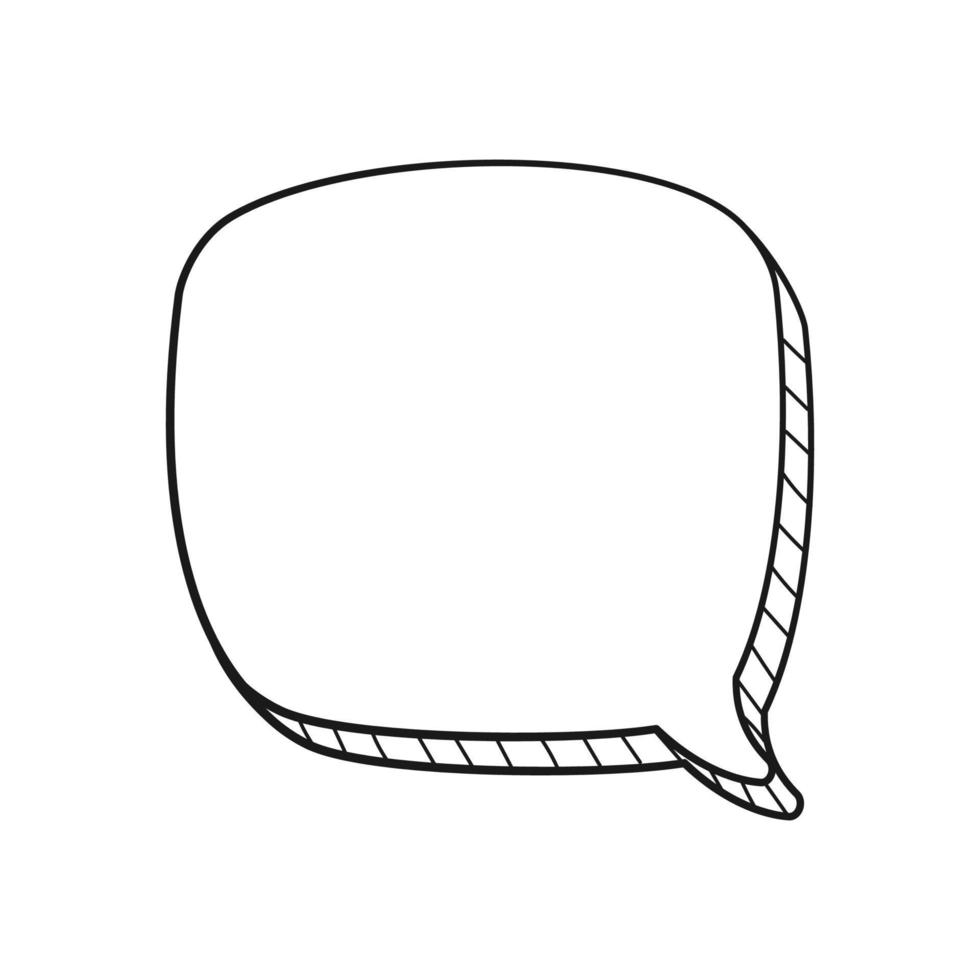 Square comic speech bubble 3D doodle outline vector illustration