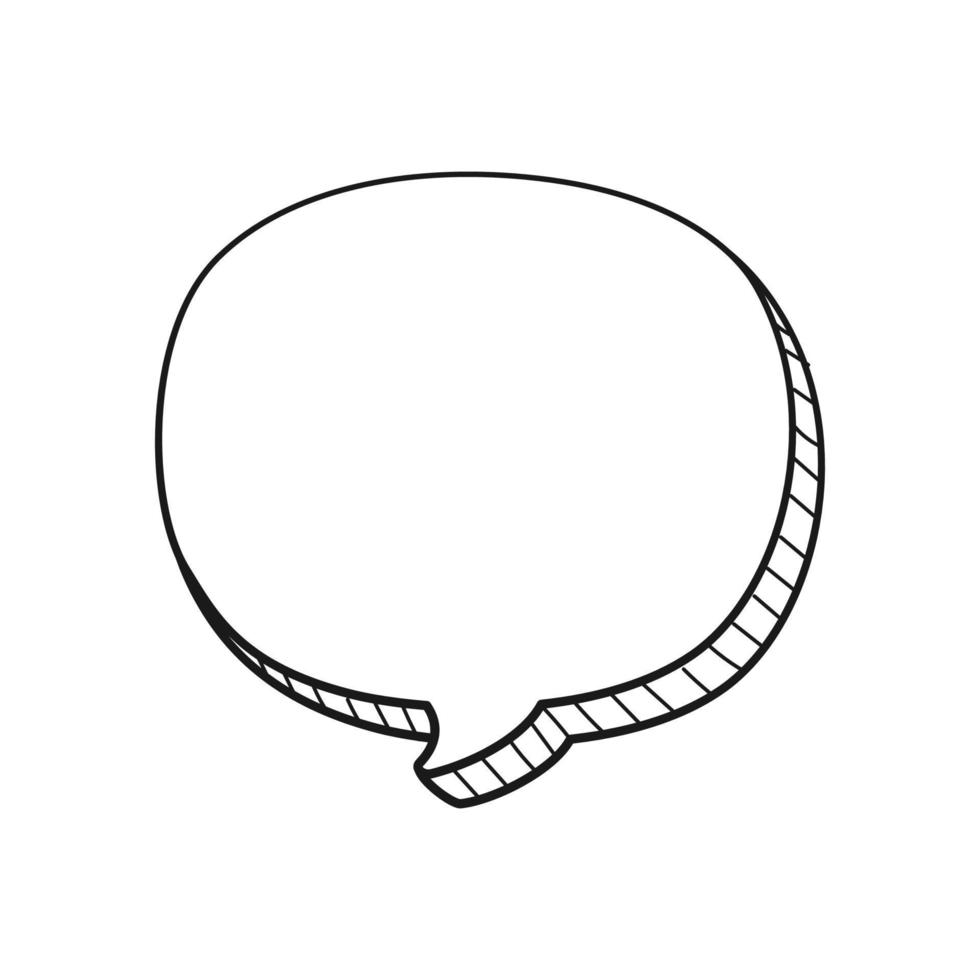 Comic speech bubble 3D doodle outline vector illustration