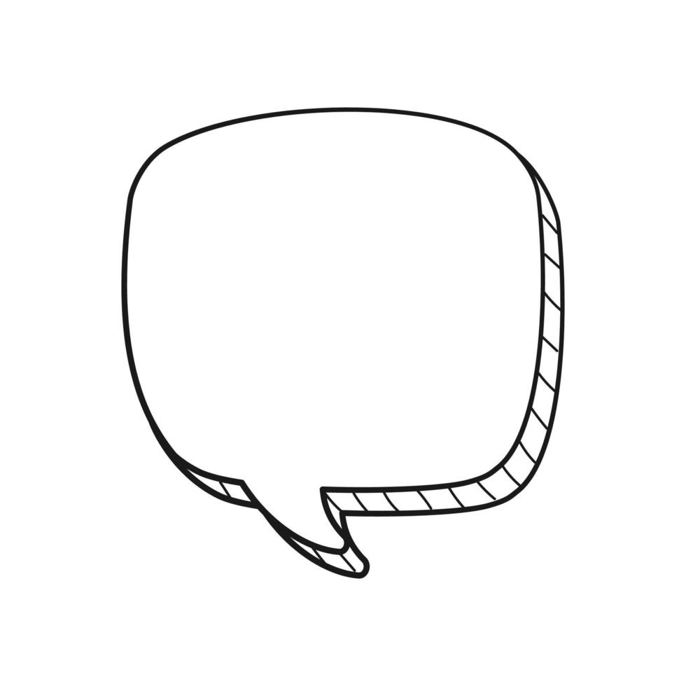 Square comic speech bubble 3D doodle outline vector illustration