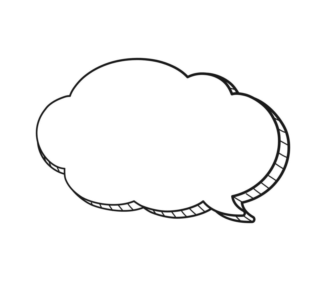 Comic speech bubble thought cloud 3D doodle outline vector illustration