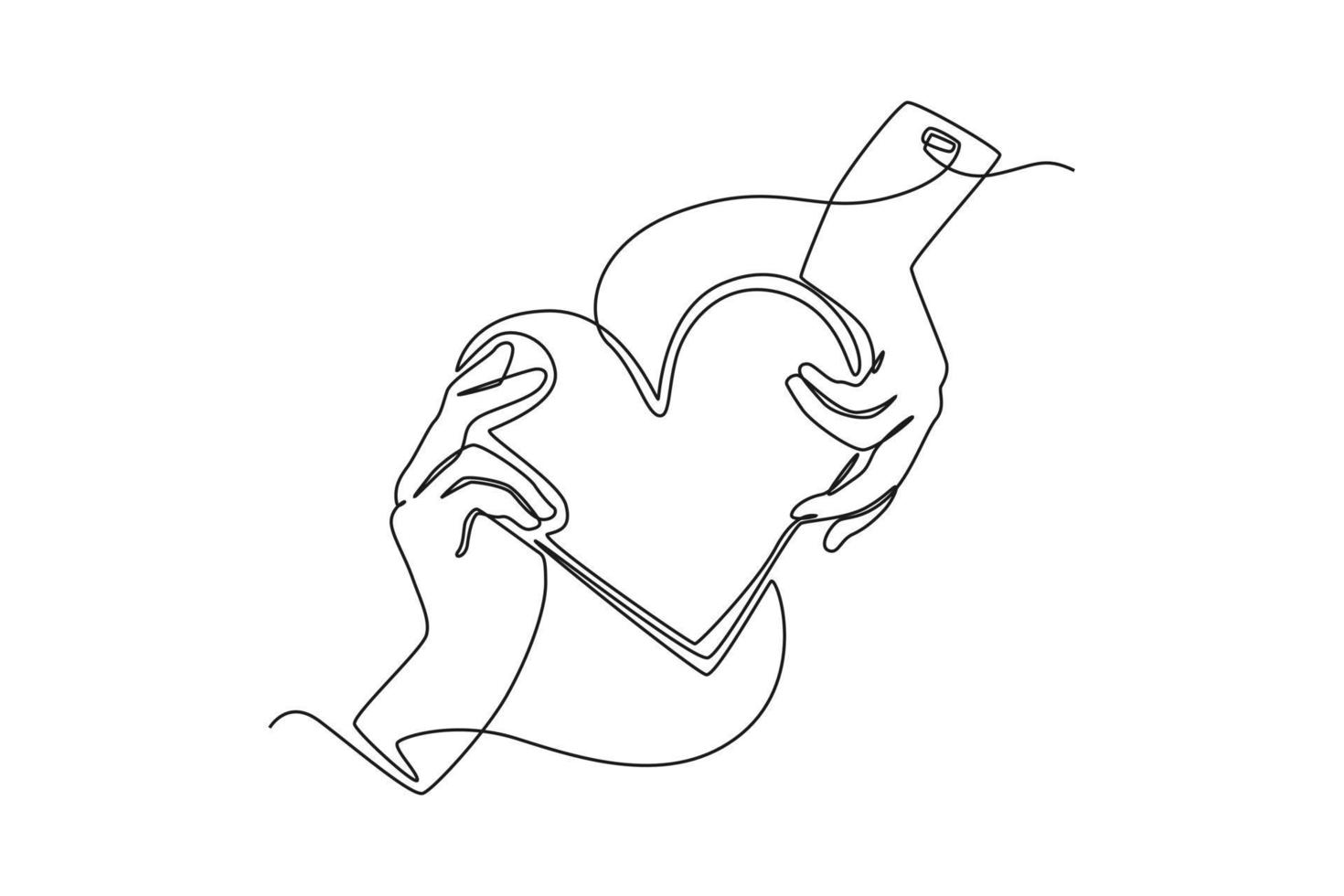 Continuous one line drawing two hand blood donor. World blood day concept. Single line draw design vector graphic illustration.