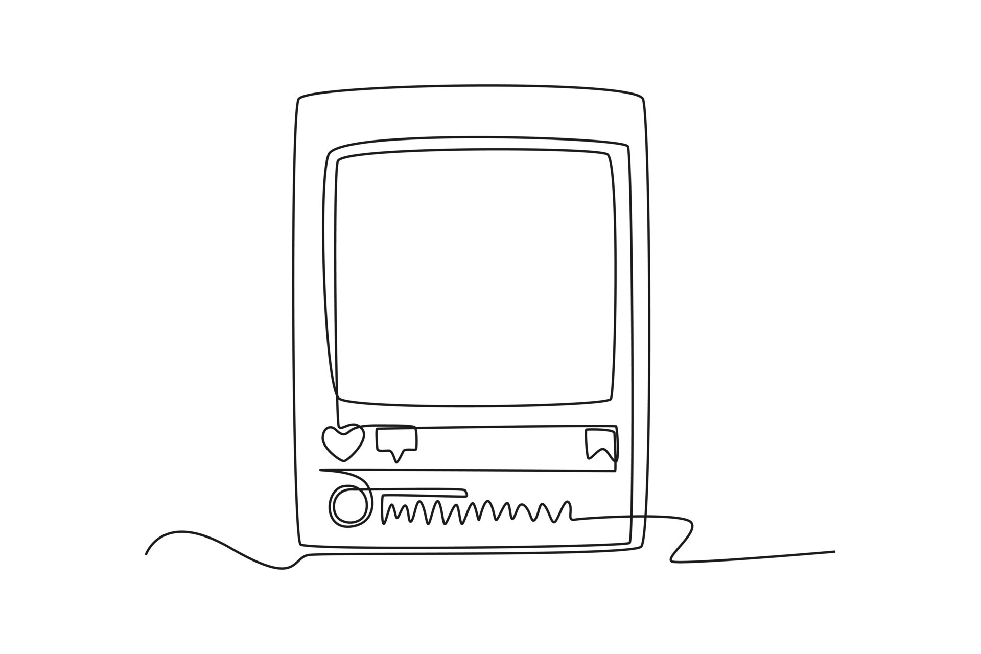 Single one line drawing social media frame. Social media concept