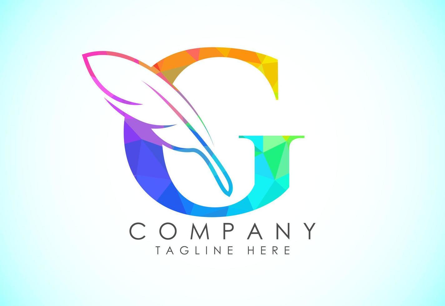 Polygonal initial G alphabet with a feather. Law firm icon sign symbol. Logo for a writer or publishers vector