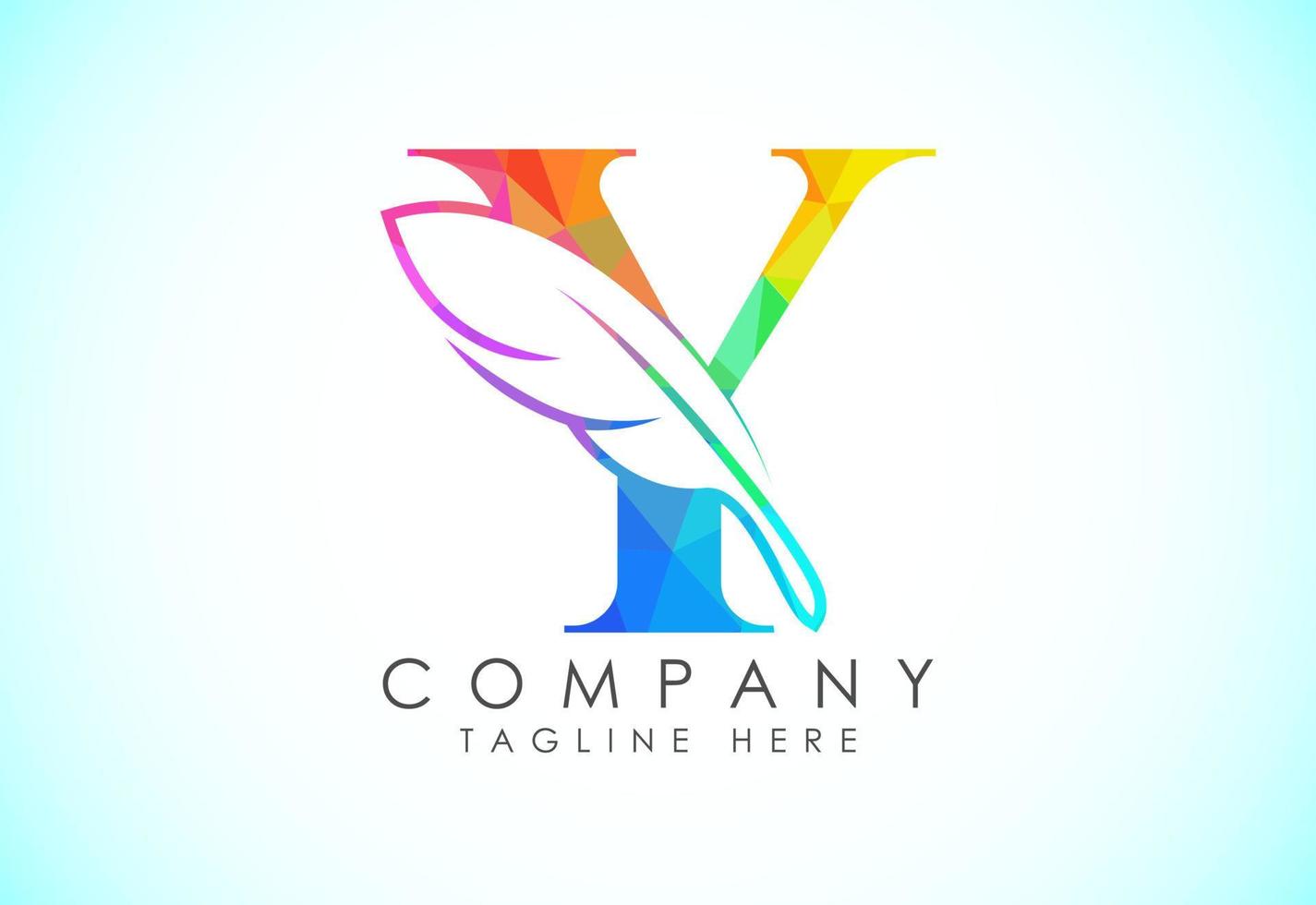 Polygonal initial Y alphabet with a feather. Law firm icon sign symbol. Logo for a writer or publishers vector