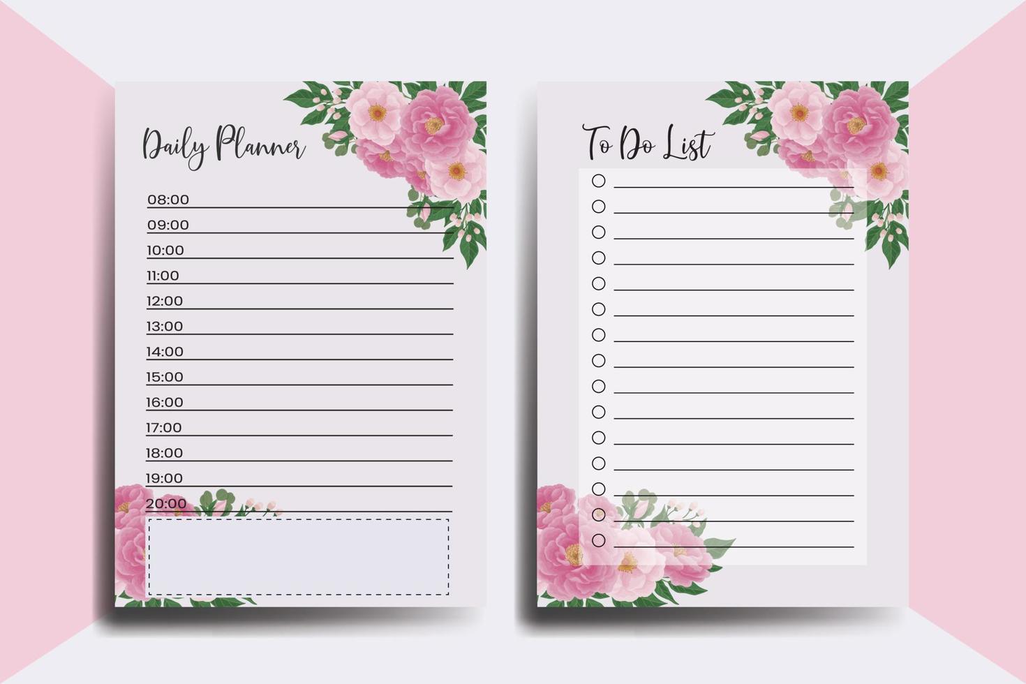 Planner To Do List Peony Flower Design Template vector