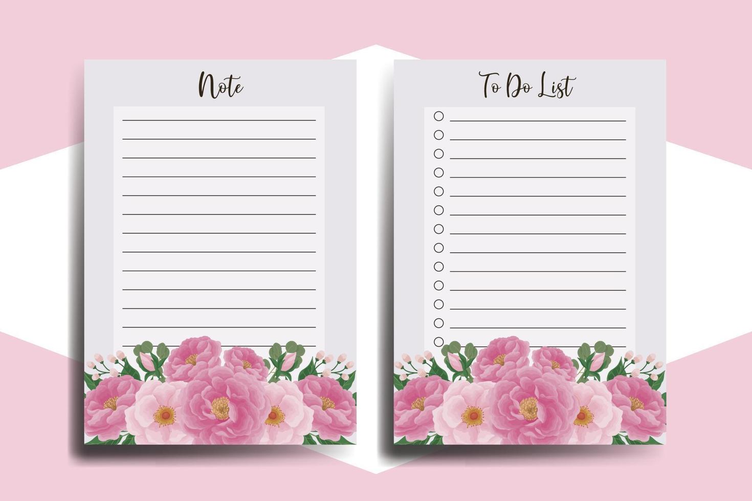 To do list Planner template Peony Flower Design vector