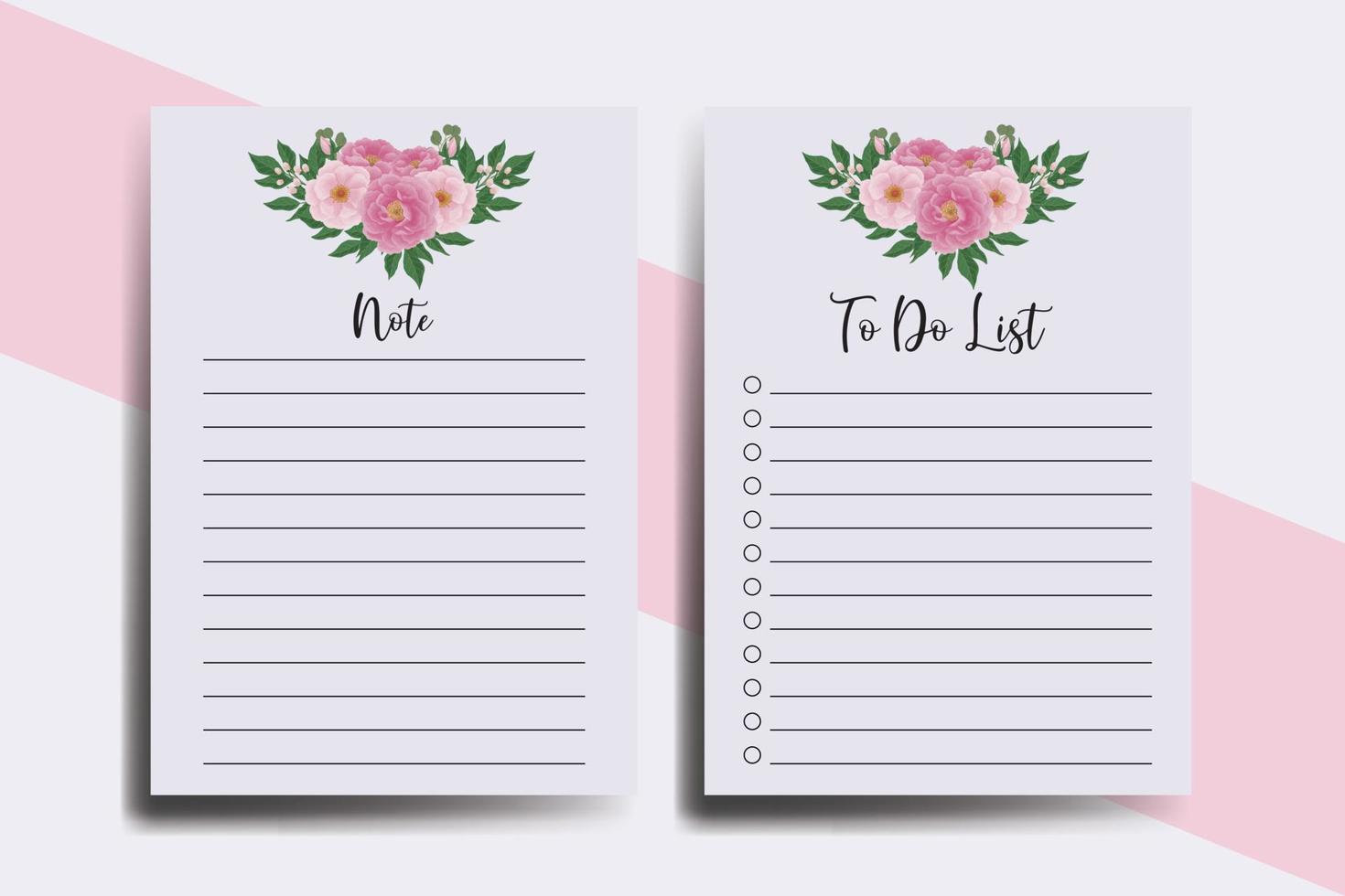 To do list Planner template Peony Flower Design vector