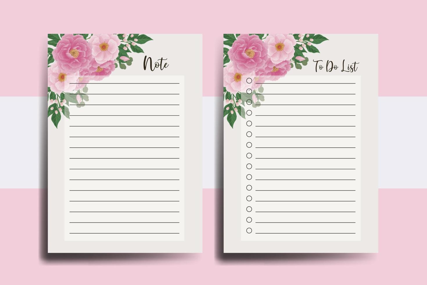 To do list Planner template Peony Flower Design vector
