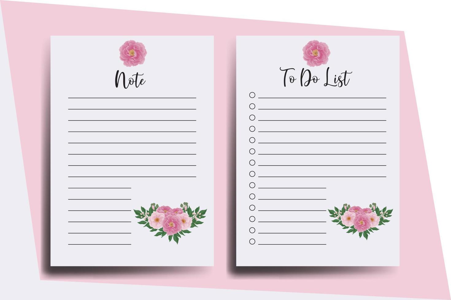 To do list Planner template Peony Flower Design vector